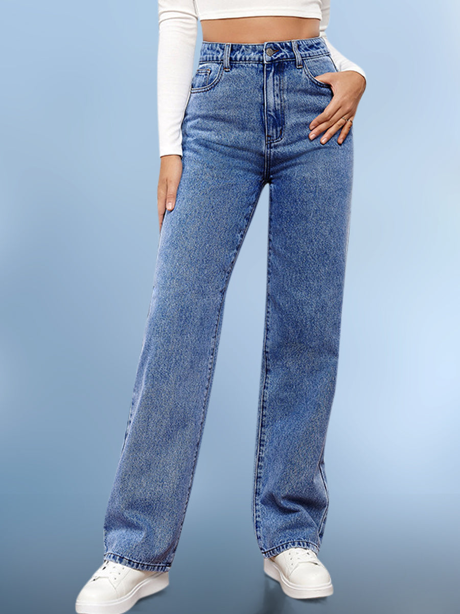 High Waist Straight Jeans