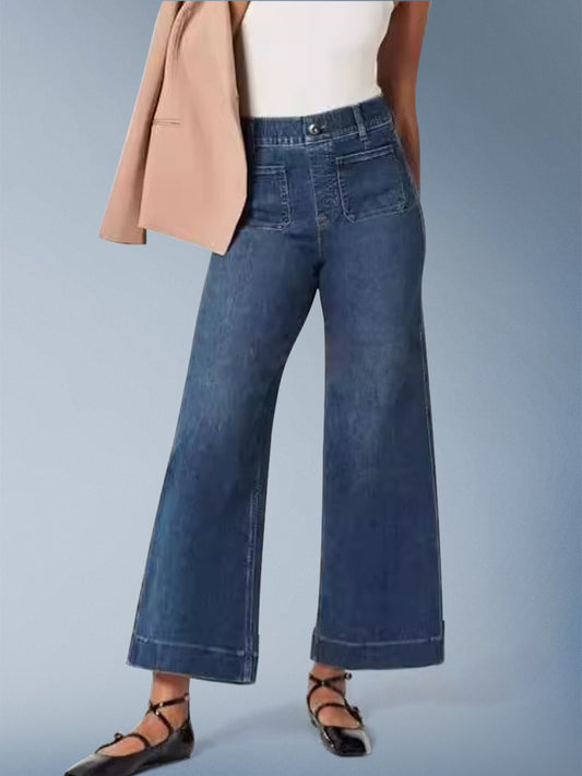 Tummy Control Cropped Wide-Leg Jeans