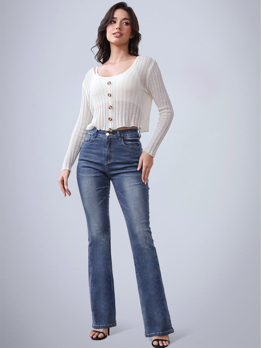 Mid-Rise Flared Jeans