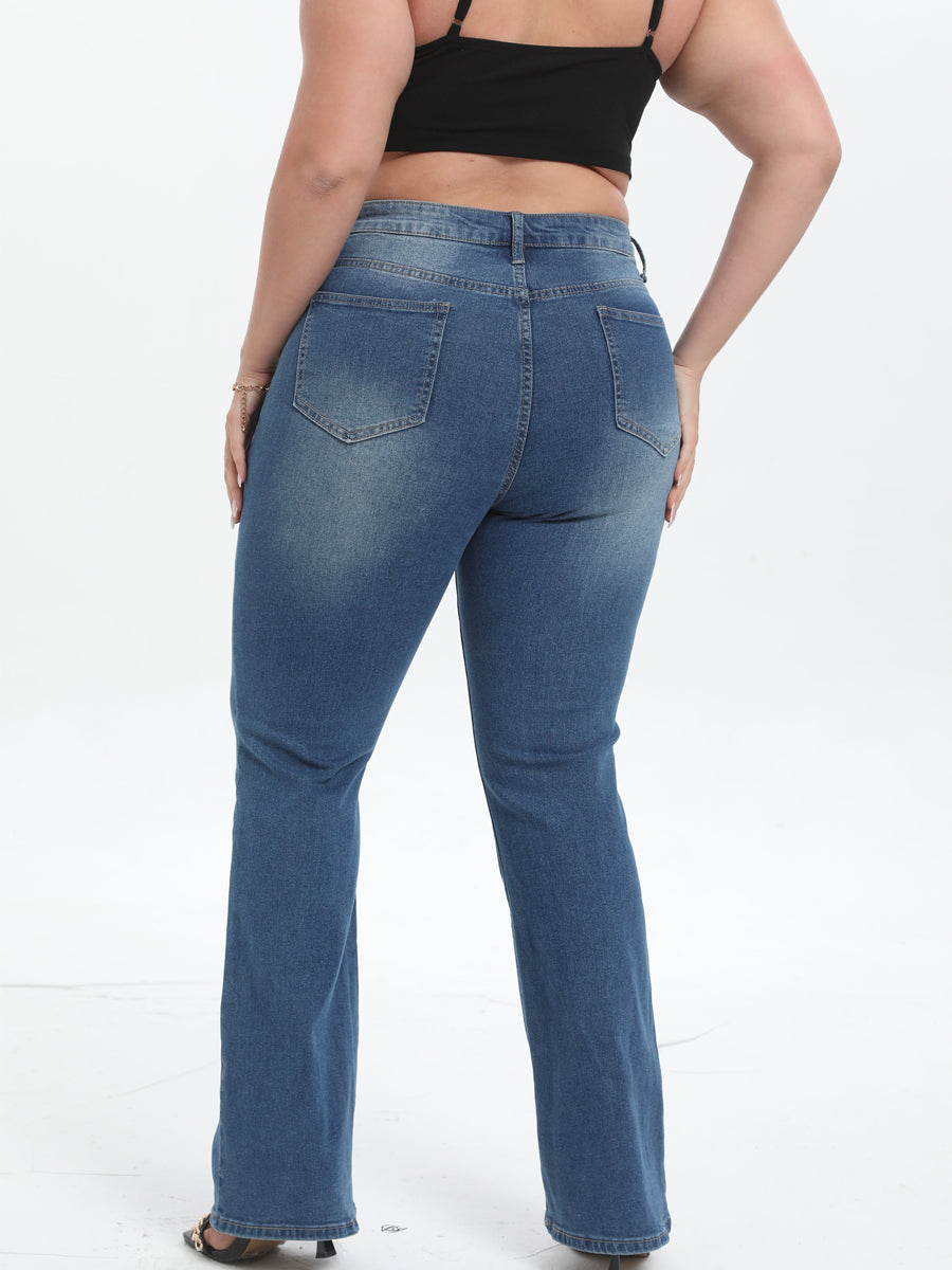 Plus Button Fly Flare Leg Jeans