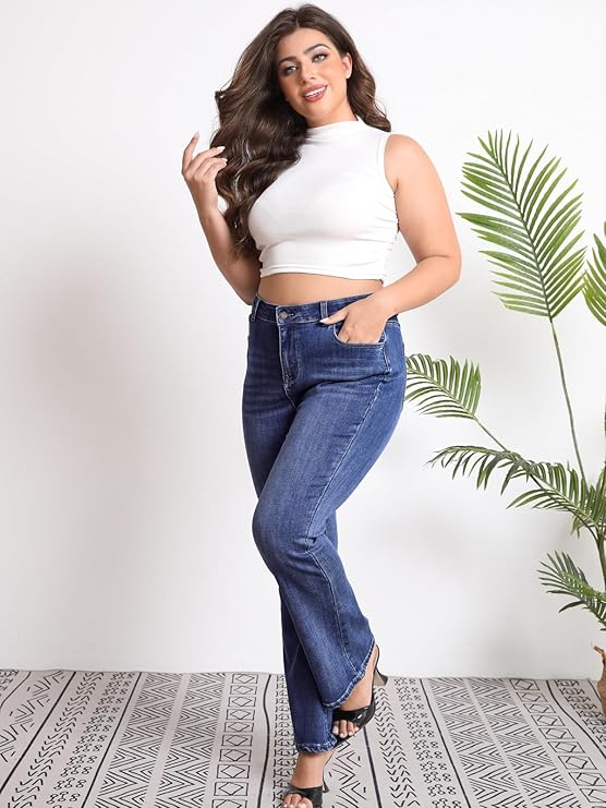 Judy Blue Plus Size Stitching Flare Jeans