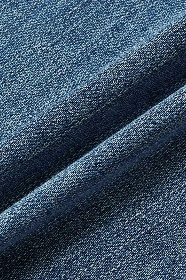 Wash Button Fly Stitch Detail Low Rise Straight Leg Jeans