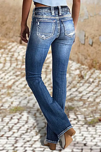 90s Vintage Slant Pocket Mid Waist Straight Leg Jeans