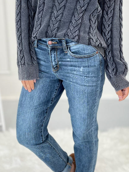 Life Of The Party - Judy Blue Bleach Splash Boyfriend Jeans