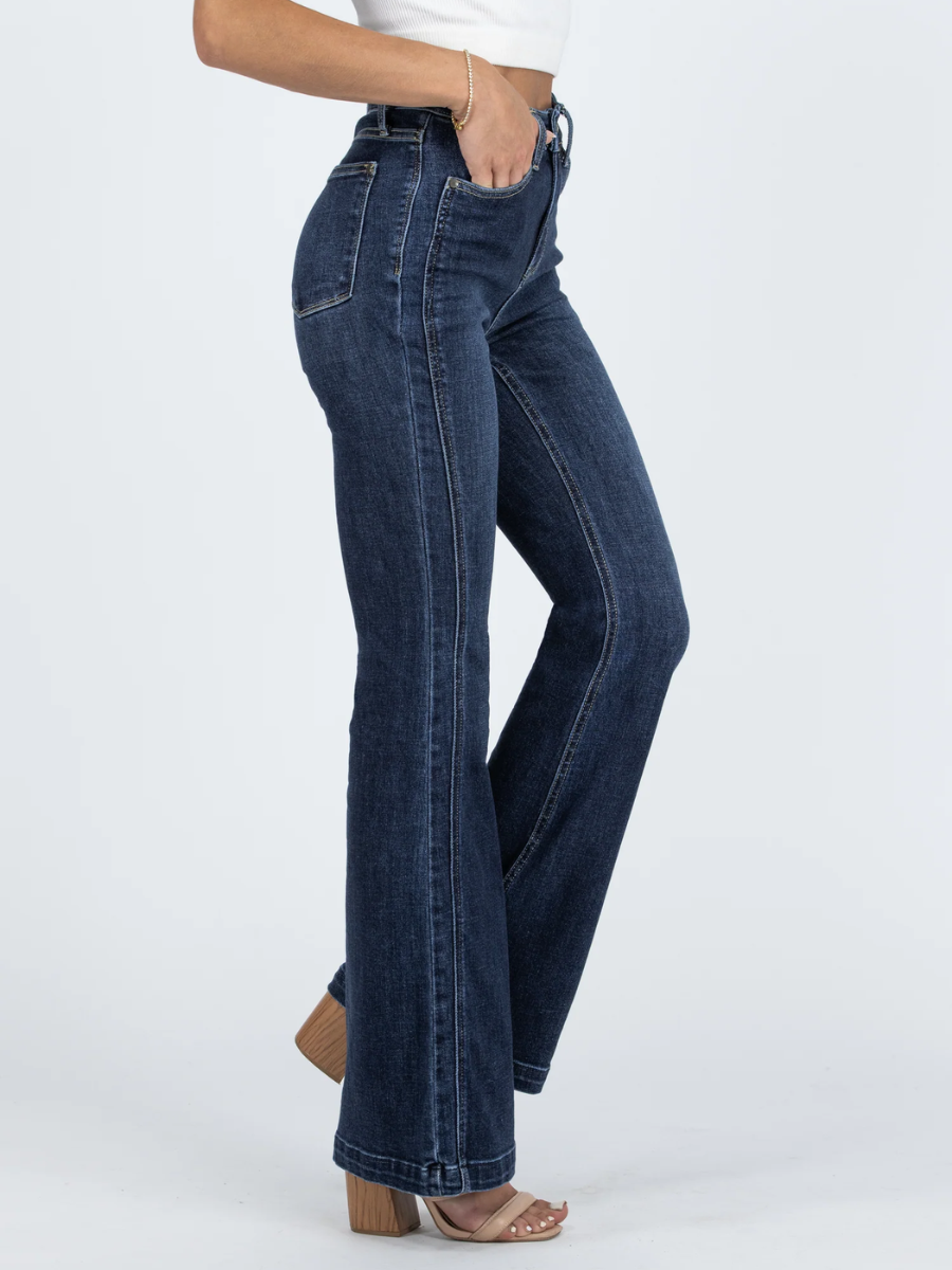 By My Side - Judy Blue Angled Side Seam Flare Jeans